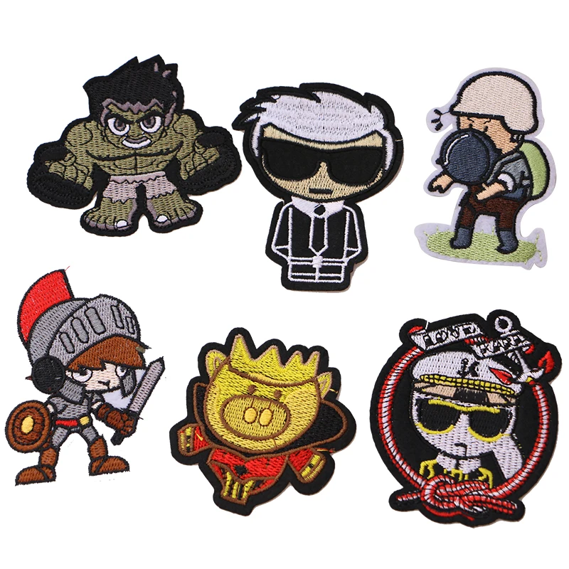 

Cartoon Decorative Patch Knights,Hulk,Pig,Boy icon Embroidered Applique Patches For DIY Iron on Badges Stickers on The Clothes