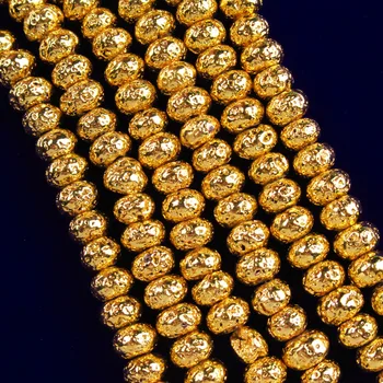 

2Strands Gold Titanium Crystal Agates Druzy Quartz Geode Rondelle Loose Bead 15.5" 8x5mm 413TZ