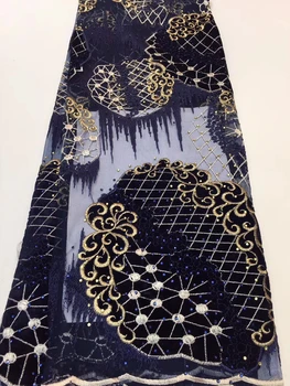 

Latest Sewing Lace Material, African Velvet Lace, Blue African Flower Lace Fabric ZX3393
