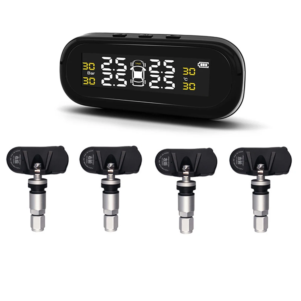 Солнечный TPMS автомобильный датчик давления в шинах, система контроля давления, дисплей, интеллектуальная Предупреждение, экономия топлива, с 4 датчиками tpms