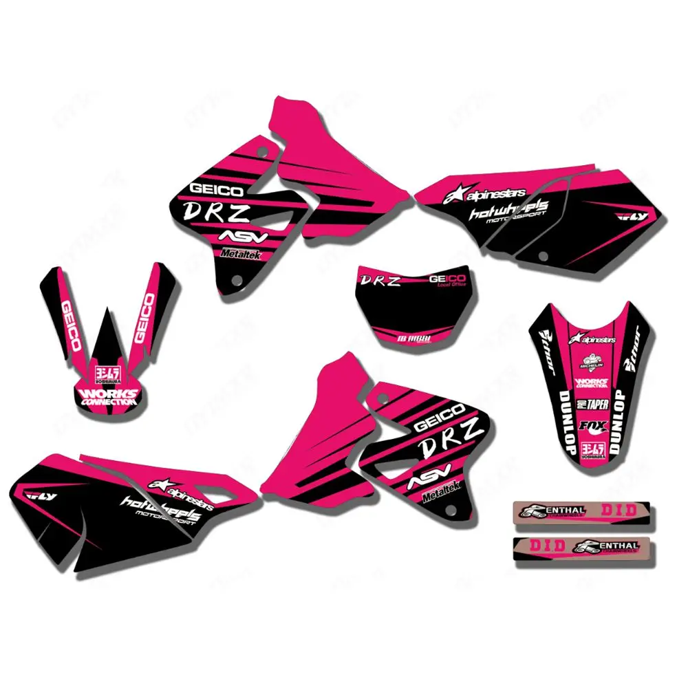 

New Full Graphics Decals Stickers Custom Number Name Glossy Bright Stickers Waterproof for Suzuki DRZ400 2000-2012