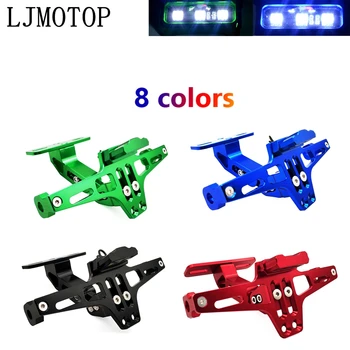 

Motorcycle License Plate Frame Holder Adjustable Angle + LED Light CNC For Honda VFR750 VFR800 VTR1000F CBR125R CBR300R CBR300F