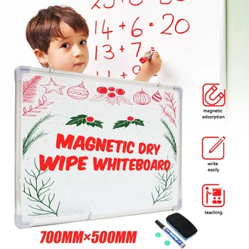

KICUTE 500x700MM Magnetic Whiteboard Writing Board Double Side With Pen Erase Magnets Buttons For Office School
