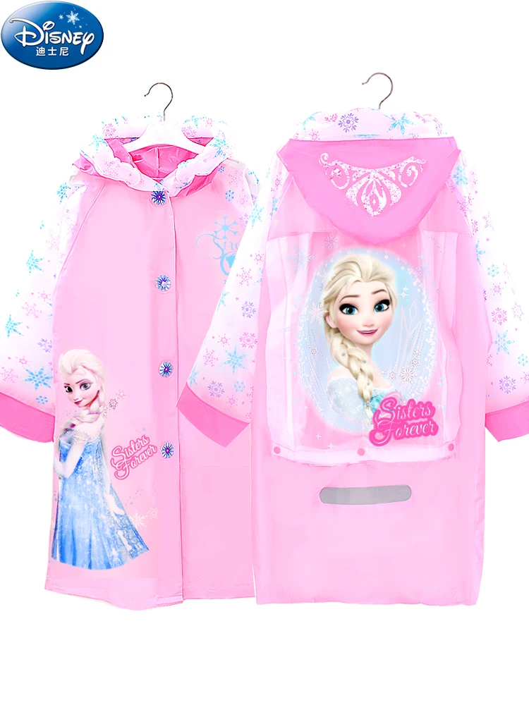 Disney children cartoon raincoat girl Frozen poncho Elsa mickey minnie raincoat little girl school bag bit long student