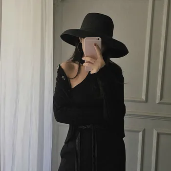 

2020 Fast Delivery New Spring Fashion Women Sweater Knit Pullover Full Sleeve Sexy Open Shoulder Elastic Fit Cloth W052