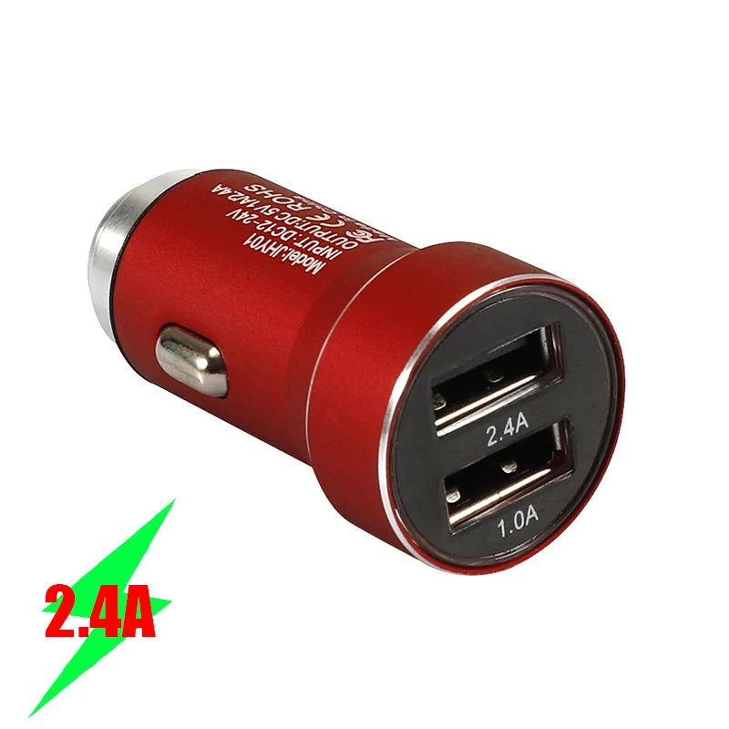 

Mini Metal Vehicle USB Car Charger 5V 2.4A Car Phone Smart Charging Adapter for iPhone X 11 12 Samsung Xiaomi Redmi Honor Huawei