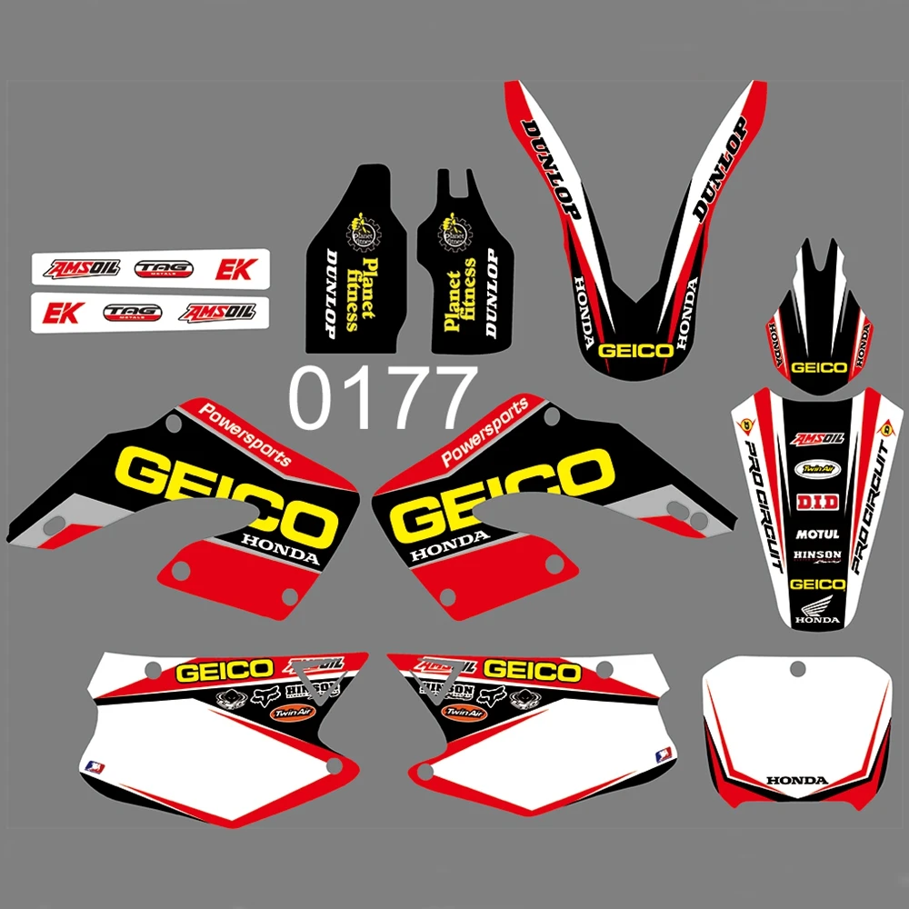 Для HONDA CR125 CR250 2000-2001 Графика наклейки на заказ Номер Наименование лента 3M Полный мотоцикл Фоновые наклейки аксессуары