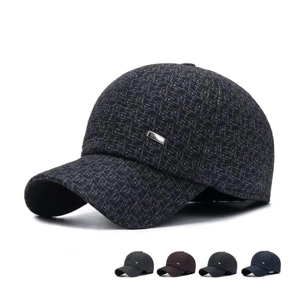 Studyset зимняя мужская велосипедная бейсбольная кепка, утолщенная защита ушей, теплая мужская шапка, уличная одежда, кепка в клетку, простая хлопковая