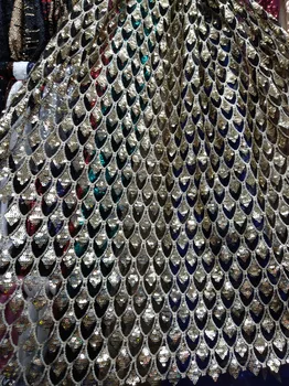 

Special offer W11262 Wonderful gold thread design African sequins net Lace,High Quality french lace bridal fabric 5 yards