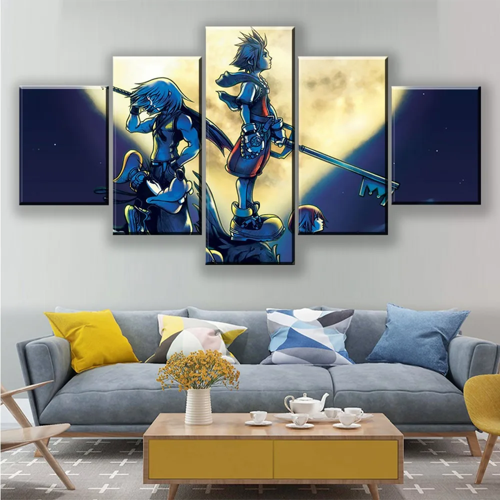 Kingdom Hearts Modular Pictures 5 Panel Canvas Modern Wall Art Painting Poster Japan Print Framework Decoration | Дом и сад