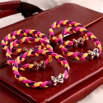 

10 Pcs/Set Elastic Ladies Braided Hair Rope Ultra Hairband Random Rubber Band Girls Bow Hair Accessories Hair Styling Tool