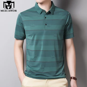 

2020 New Fashion Striped breathable Print Polo Shirt Men Summer Short Sleeve Slim Shirt Camiseta Masculina Mens Clothing T902