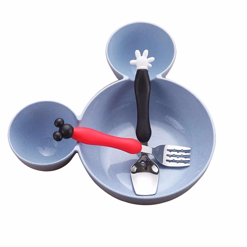 4 шт. мультфильм Минни столовые приборы для детей чаша ложка Вилка палочки еды