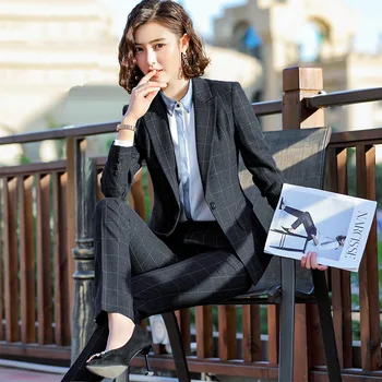 

Office Work Pant Suits Women Suit Business Lady Uniform Female 2 Piece Set Blazer Pants Jacket Autumn Winter 2019 plus Size 3XL
