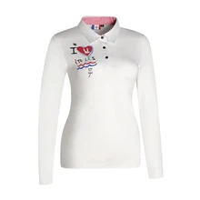 Женская футболка с длинным рукавом для гольфа, вышитая Футболка для гольфа, 4 цвета на выбор