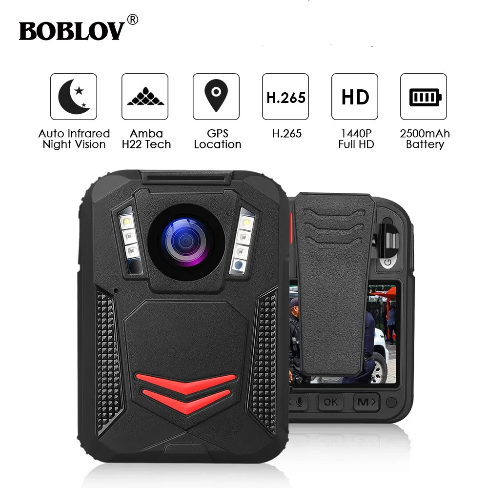 

BOBLOV G2A 2K 1440P Body Worn Camera Wearable IR Night Vision Camera GPS Police cam Re-recording DVR Recorder Mini Camcorders