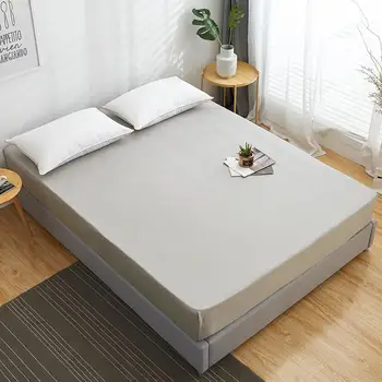 

49 100% Cotton Fitted Sheet With An Elastic Band Mattress Cover Solid Color Bed Sheet Queen Size Bedspread 140X200 200X220