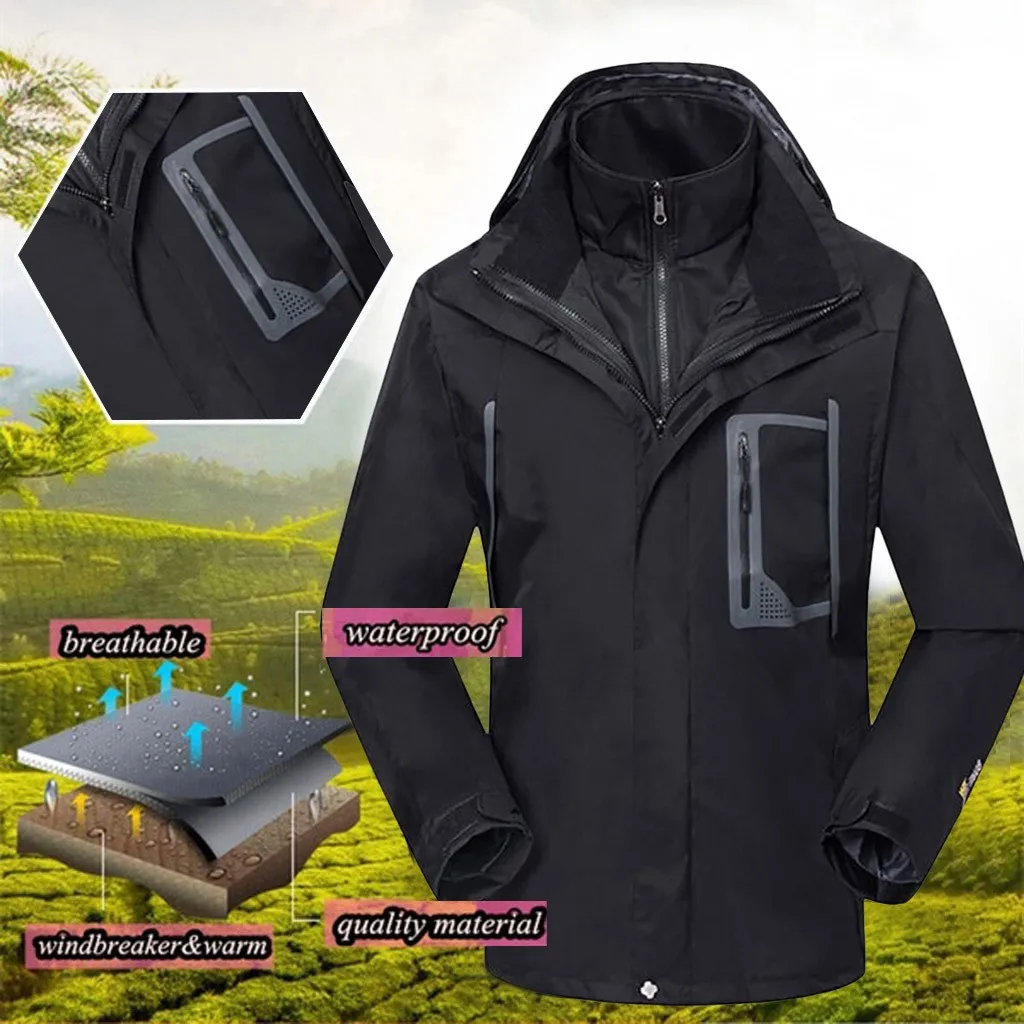 Men Winter Hooded Softshell Windproof Waterproof Soft Coat Shell Jackets Male Outdoor Warm Windbreaker For