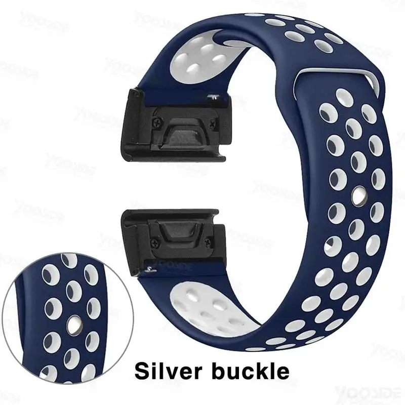 Blue-Silver buckle YOOSIDE Fenix 6X браслет 26 мм Quick Fit водонепроницаемые часы с силиконовым корпусом ремешок для Garmin Fenix 3/Fenix 5X/5X Plus/D2 Delta PX - Цвет: Blue-Silver buckle