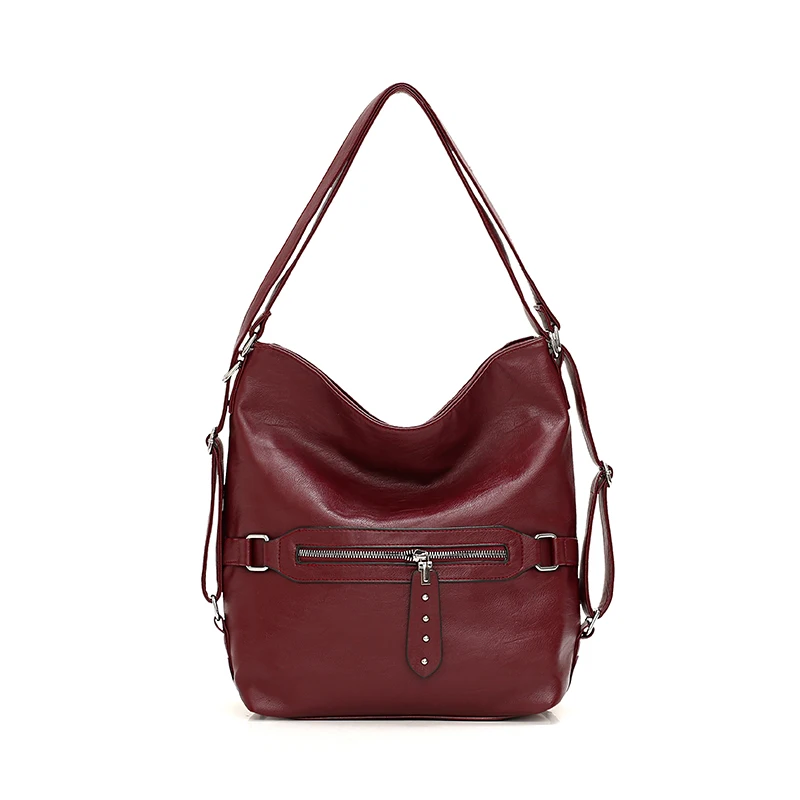 Многофункциональный женский удобный рюкзак для путешествий, сумка на плечо, Высококачественная женская сумка, модный рюкзак из искусственной кожи, женская сумка - Цвет: Бургундия