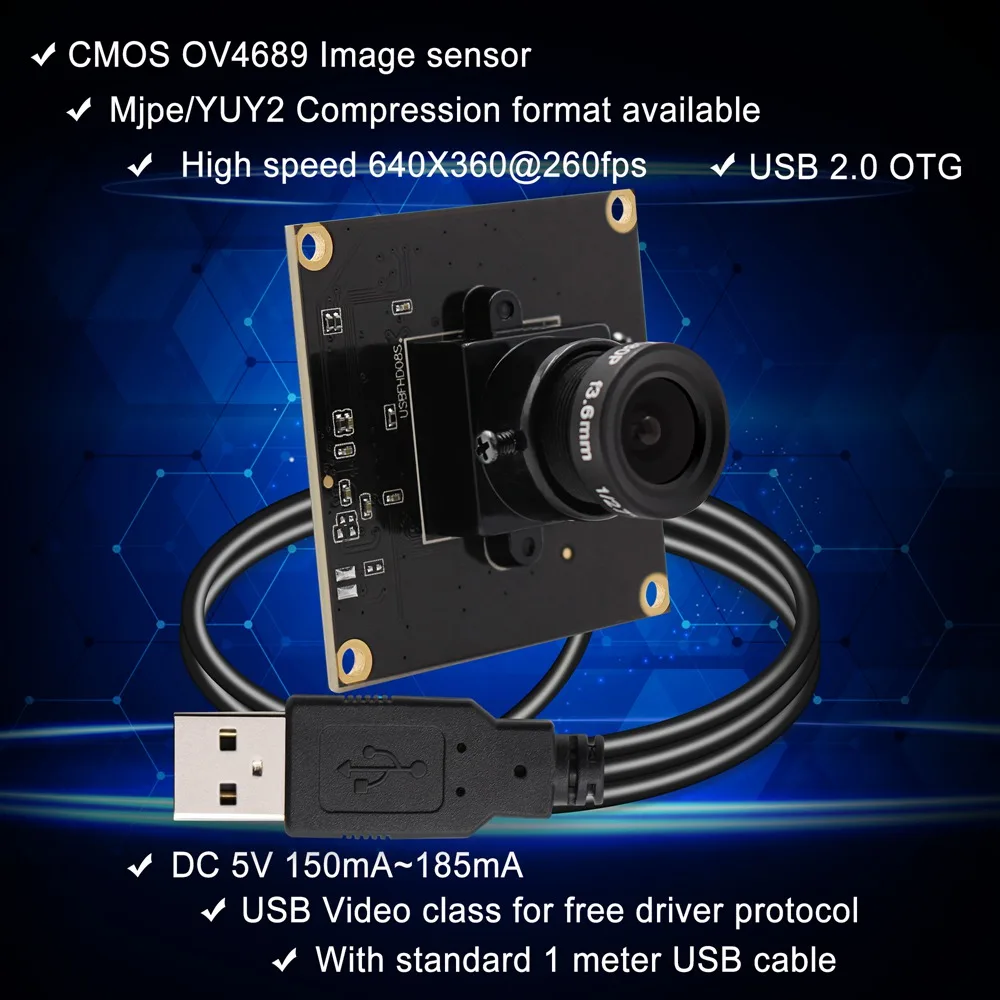 ELP высокая частота кадров 260fps USB веб камера с датчиком OmniVision OV4689 цветной CMOS сенсор