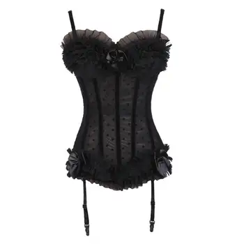 

Burlesque Overbust Corset Zipper side Clothing Satin Lace up Boned Costume Party Show girl Lingerie with Straps cosplay costume