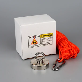 

200Kg Strong Neodymium Permanent N52 Magnets Magnet Round Powerful Fishing Magnet with 20m Rope and Box Magnetic Material Base