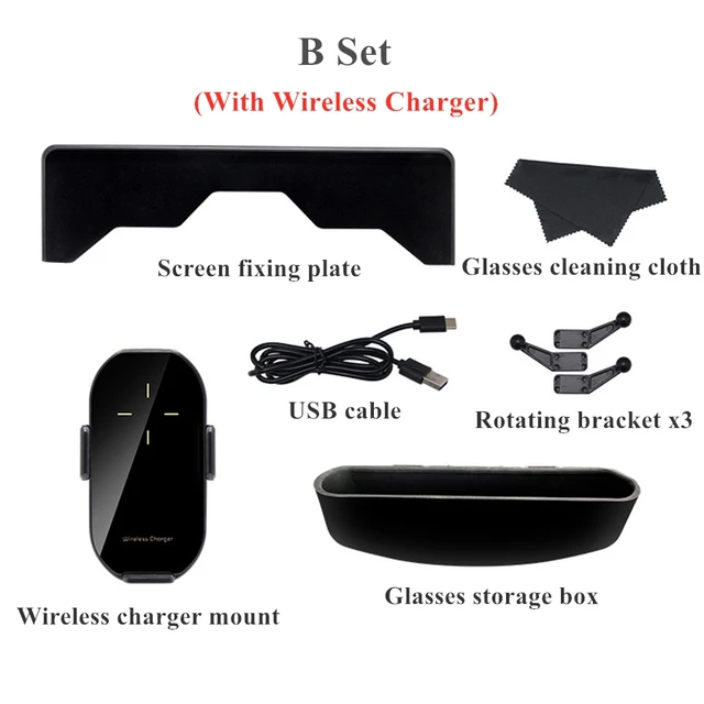 Multifunction Cellphone Mount Wireless Charger for Tesla Model 3 Model Y Monitor Fixed Clip Safety Cellphone Holder Stand Silent B Set
