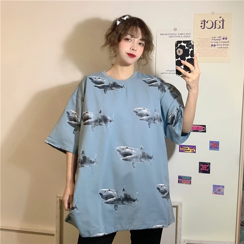 New Top short-sleeved women's tshirt loose was thin oversized half-sleeved clothes tide Korean Harajuku t shirt hip hop brandy