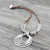 Anslow Trendy Round With Round Pendant Neckalce For Women Vintage Boho Genuine Leather Necklace Valentine's Day Gift LOW0022AN ► Photo 2/6