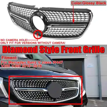 

Silver/Black Diamond Car Front Bumper Grille Grill for Mercedes For Benz W447 V-Class V200 V220 V250 V260 2015-2018 no Camera