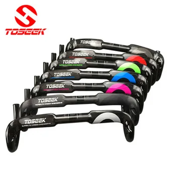

TOSEEK Road Bike Handlebar Ultrallight Carbon Fiber Racing Bend Bicycle 400/420/440mm Optional Length Color