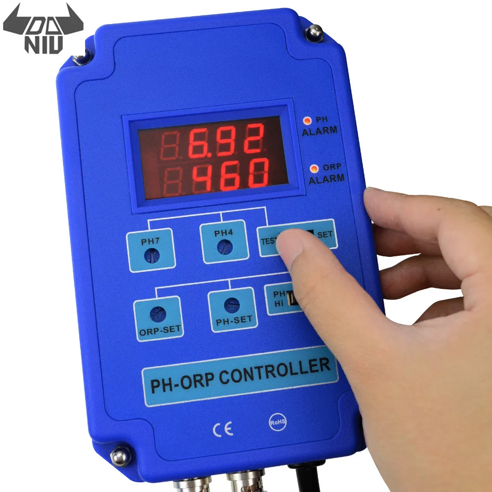 

DANIU Digital PH ORP Meter 2 In 1 Controller Monitor Output Power Relay Control Electrode Probe BNC Aquarium Hydroponics Plants