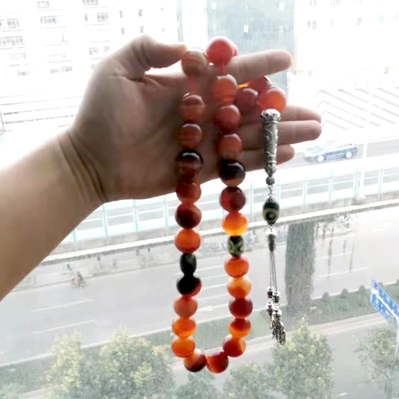 Большой Tasbih натуральный агат мужской Молитвенные Четки из бусин мусульманский