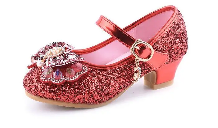 Детские сандалии; свадебные туфли для девочек; Новинка; сезон весна-лето; модельные туфли на высоком каблуке; Цвет серебристый, розовый, красный; милые сандалии; детская обувь для вечеринки