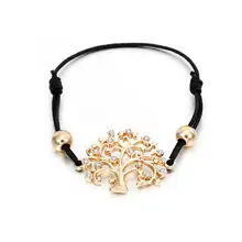 Цвета: золотистый, серебристый с украшением в виде кристаллов Подвеска "Древо жизни" браслет для Для женщин вставку внутрь эластичного ремешка Цепи Браслеты mujer moda Регулировочного Кольца Ювелирные изделия Подарки