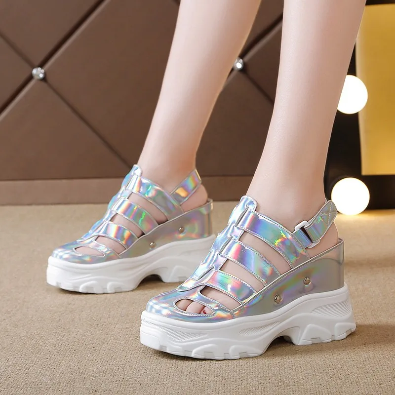2020 Summer New Waterproof Platform Baotou Sandals Women's Increased Sponge Cake Thick High Heel Wedges Shoes | Обувь