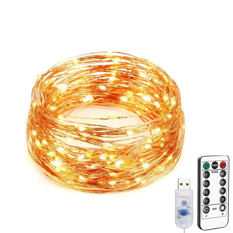 

LED Fairy Light 8 Modes String Lights 50 100 200 LEDs Waterproof USB Interface Remote Control Decorative Copper Wire led Lights