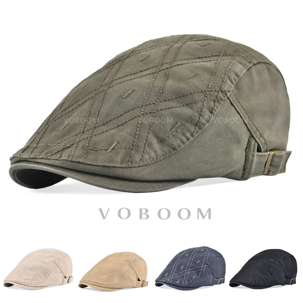Хлопковая кепка VOBOOM Newsboy для мужчин, летняя кепка с плоской подошвой, дышащая Кепка для гольфа, Мужская кепка, головной убор 065