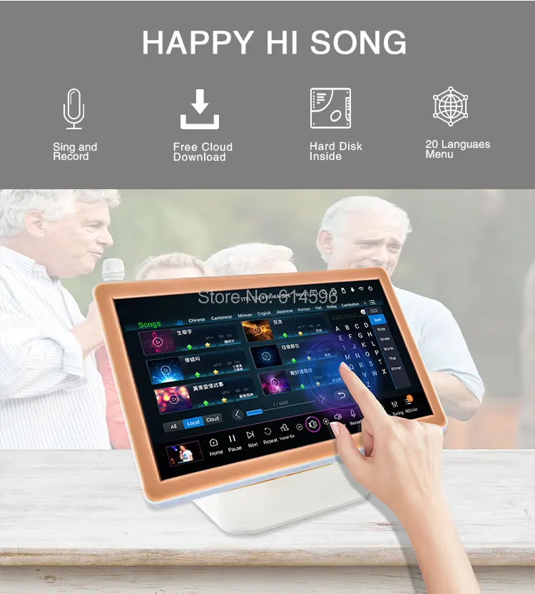 Karaoke System 19"touch Screen+karaoke Machine With Songs 3tb Ktv Home