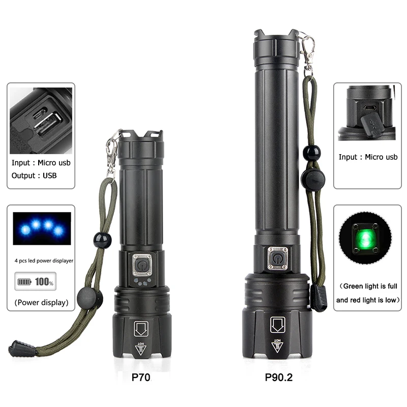 XHP90.2 светодиодный светильник фонарь Тактический мощный светильник с подзарядкой 18650 26650 батарея Масштабируемая водонепроницаемая лампа xhp70 для кемпинга