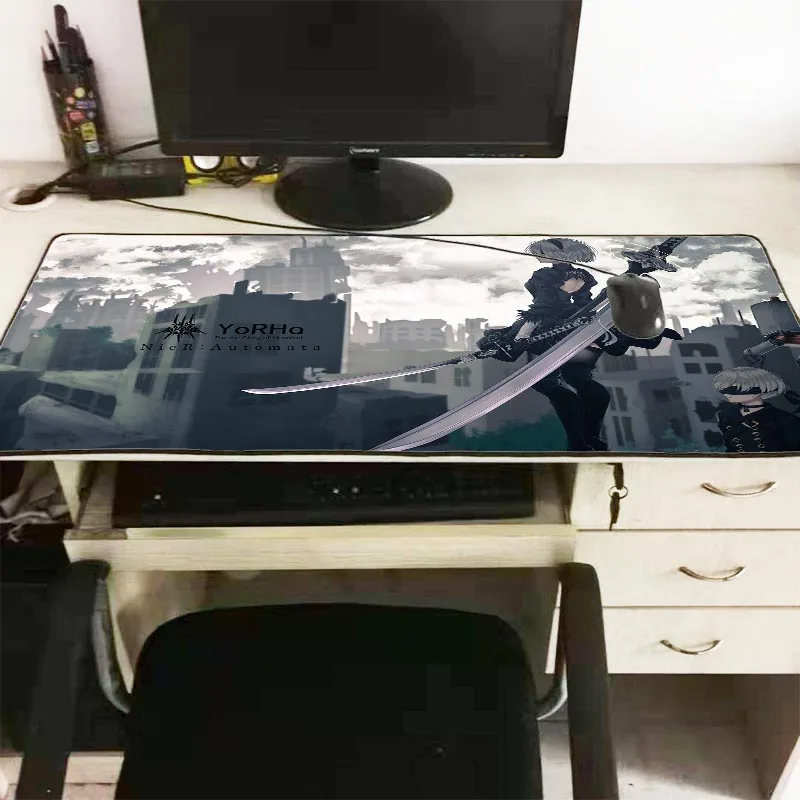  XGZ Anime NieR Automata Jorha Large Mouse Pad Game Black Lock-edge Custom Personal Computer Table M