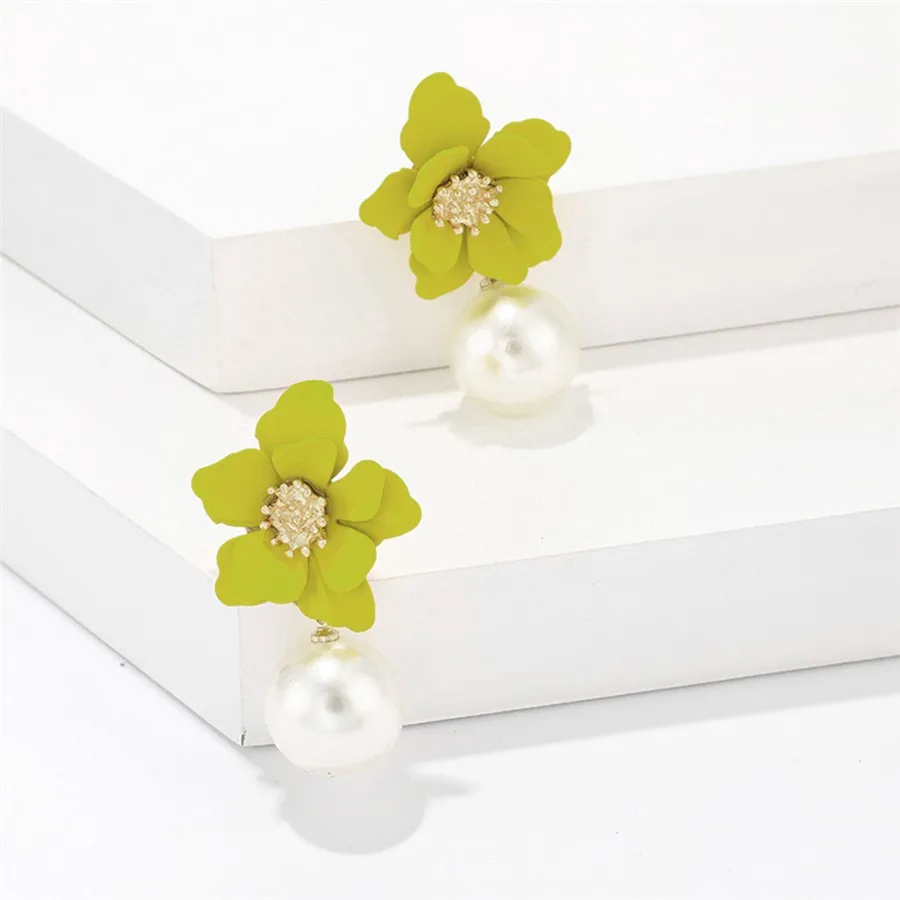Fashion Simple Temperament Flower Earrings Ladies Jewelry Vintage Pearl Petal Earring Boucle D'oreille Femme 2019 Y40 | Украшения и