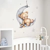 Cartoon Bunny Bear Sleeping on the Moon and Stars Wall Stickers for Kids Room Baby Room Decoration Wall Decals Room Interior ► Photo 2/6