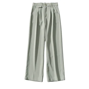 

Women Pants 2020 Spring and Summer New Style Elegant Wardrobe High Waist Straight Straight Wide Leg Suit Ladies Trousers