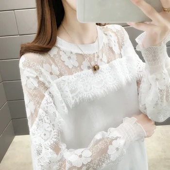 

Room 156813, row 2, No.5 lower] actual photo of new ice Linen Lace sleeve splicing solid color Pullover knitwear 42