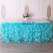 SK010B новые много цветов на заказ свадебные Тиффани синяя органза курчавая ива настольная юбка с липучкой