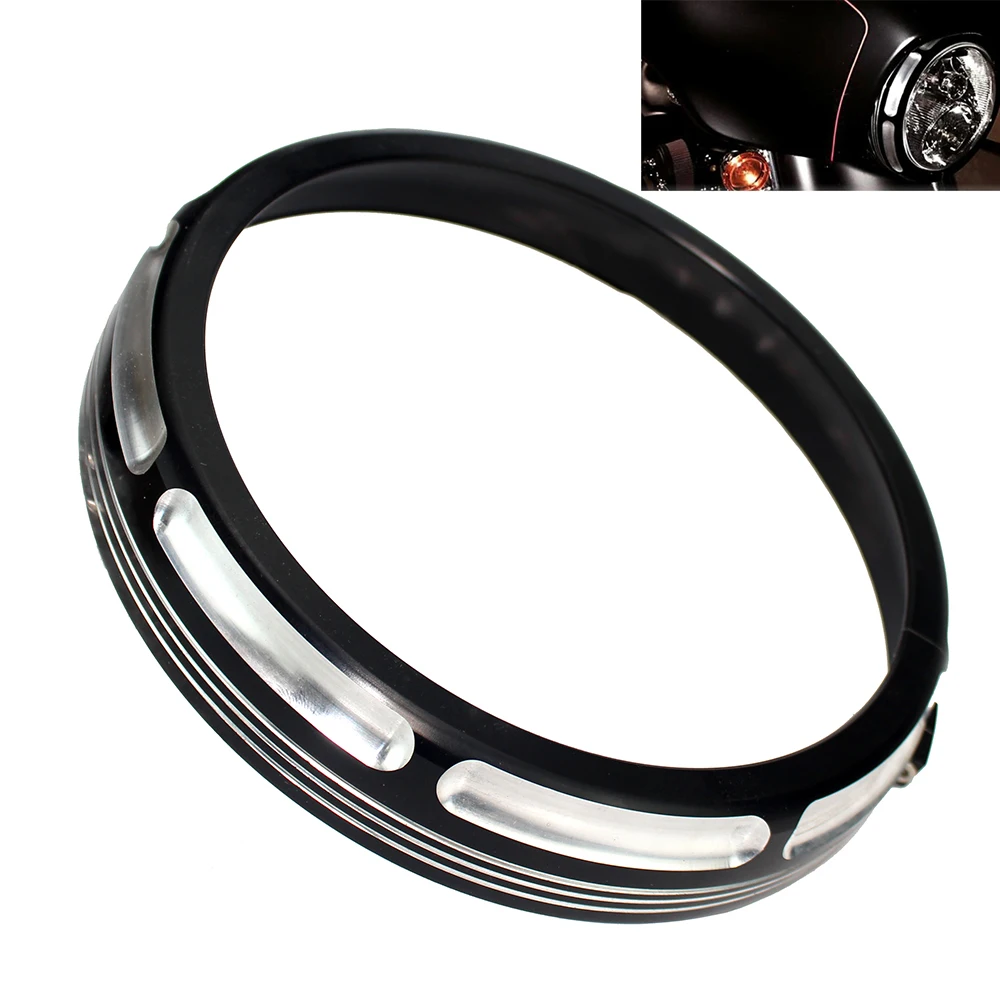 Motorcycle Black 7" Burst Headlamp Headlight Trim Ring For Harley