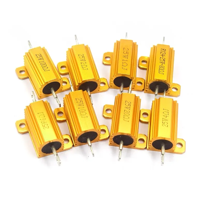 1PCS Gold aluminum shell power resistor RX24-25 w 1 2, 3, 5 10 20 to 50 100 R the 10 k 1 k keychannel 1pcs 3 button car key shell xhorse flip remote case b5 type remote shell for vvdi xkb510en remote case no key blade