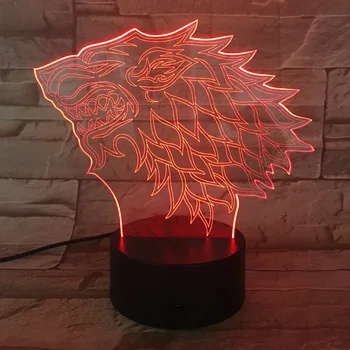 

3D-811 House Stark Wolf A Song of Ice and Fire 7/16 Colors Chang 3D LED Night Light Sleep Bedroom Decor Lamp Man Boys Gift